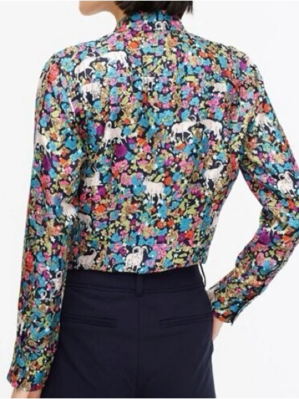J. Crew Collection silk twill shirt in grazing goats print 8